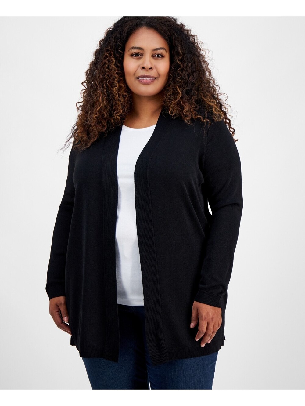 Jones York Plus Size Open-Front Cardigan Sweater - Jones Black